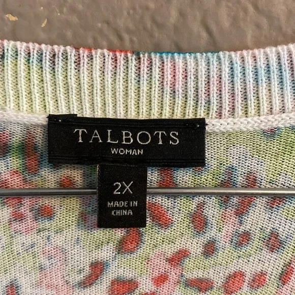 Talbots Blue and Green Paisley Cardigan - Picture 4 of 5